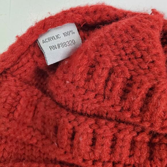 CC Beanie Knit Thick Cap Hat Unisex Solid Color red chunky knit - Picture 2 of 5